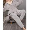 imageTanming Womens Fluffy Pajamas Set Fleece Pullover Pants Plush Loungewear SleepwearGrey