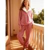 imageTanming Womens Fluffy Pajamas Set Fleece Pullover Pants Plush Loungewear SleepwearPink
