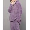 imageTanming Womens Fluffy Pajamas Set Fleece Pullover Pants Plush Loungewear SleepwearPurple