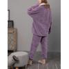 imageTanming Womens Fluffy Pajamas Set Fleece Pullover Pants Plush Loungewear SleepwearPurple