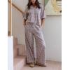 imageTanming Womens Gingham Pajama Sets Plaid 2 Piece Lounge Outfits Sleepwear Half Sleeve Long Pant Nightwear Soft Y2K PjsKhaki