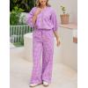 imageTanming Womens Gingham Pajama Sets Plaid 2 Piece Lounge Outfits Sleepwear Half Sleeve Long Pant Nightwear Soft Y2K PjsPurple