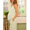 imageTanming Womens Pjs Sets 3 Piece Lounge Sets Striped Wrap Top Camisole Wide Leg Pants Cute Soft Pajama SetGreen