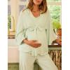 imageTanming Womens Pjs Sets 3 Piece Lounge Sets Striped Wrap Top Camisole Wide Leg Pants Cute Soft Pajama SetGreen
