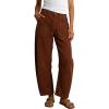 imageTanming Womens Corduroy Barrel Pants Wide Leg High Waisted Trousers Loose Palazzo Pants with PocketsBrown