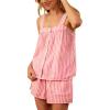imageTanming Womens Y2k Pajama Set Striped 2 Piece Casual Outfits Sleeveless Tops Shorts Tops Shorts Lounge SetsPink