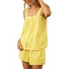imageTanming Womens Y2k Pajama Set Striped 2 Piece Casual Outfits Sleeveless Tops Shorts Tops Shorts Lounge SetsYellow
