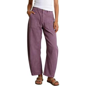 imageTanming Womens Corduroy Barrel Pants Wide Leg High Waisted Trousers Loose Palazzo Pants with PocketsPurple