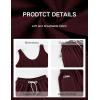 image:imageTanming Womens 2 Piece Outfits Contrast Stitching Matching Sets A Line Tank Tops High Waist Shorts with PocketsWine