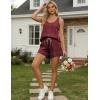 image:imageTanming Womens 2 Piece Outfits Contrast Stitching Matching Sets A Line Tank Tops High Waist Shorts with PocketsWine