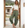 image:imageTanming Womens Barrel Pants High Elastic Waisted Summer Capri Pants Loose Fit Casual Wide Leg TrousersArmy Green
