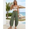 image:imageTanming Womens Barrel Pants High Elastic Waisted Summer Capri Pants Loose Fit Casual Wide Leg TrousersArmy Green