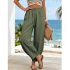image:imageTanming Womens Barrel Pants High Elastic Waisted Summer Capri Pants Loose Fit Casual Wide Leg TrousersArmy Green