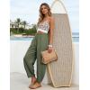 image:imageTanming Womens Barrel Pants High Elastic Waisted Summer Capri Pants Loose Fit Casual Wide Leg TrousersArmy Green