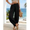 image:imageTanming Womens Barrel Pants High Elastic Waisted Summer Capri Pants Loose Fit Casual Wide Leg TrousersBlack