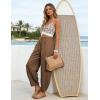 image:imageTanming Womens Barrel Pants High Elastic Waisted Summer Capri Pants Loose Fit Casual Wide Leg TrousersCoffee