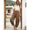 image:imageTanming Womens Barrel Pants High Elastic Waisted Summer Capri Pants Loose Fit Casual Wide Leg TrousersCoffee