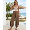 image:imageTanming Womens Barrel Pants High Elastic Waisted Summer Capri Pants Loose Fit Casual Wide Leg TrousersCoffee