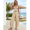 image:imageTanming Womens Barrel Pants High Elastic Waisted Summer Capri Pants Loose Fit Casual Wide Leg TrousersKhaki