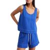 image:imageTanming Womens 2 Piece Outfits Contrast Stitching Matching Sets A Line Tank Tops High Waist Shorts with PocketsKlein Blue