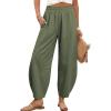 image:imageTanming Womens Barrel Pants High Elastic Waisted Summer Capri Pants Loose Fit Casual Wide Leg TrousersArmy Green