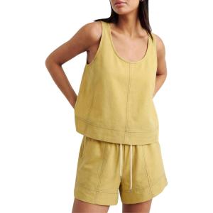image:imageTanming Womens 2 Piece Outfits Contrast Stitching Matching Sets A Line Tank Tops High Waist Shorts with PocketsYellow