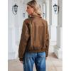 image:imageTanming Womens Leather Jacket Fall Fashion Motorcycle Biker Bomber Jacket Zip Up Winter Coat OuterwearBrown