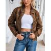 image:imageTanming Womens Leather Jacket Fall Fashion Motorcycle Biker Bomber Jacket Zip Up Winter Coat OuterwearBrown
