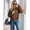 image:imageTanming Womens Leather Jacket Fall Fashion Motorcycle Biker Bomber Jacket Zip Up Winter Coat OuterwearBrown