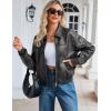 image:imageTanming Womens Leather Jacket Fall Fashion Motorcycle Biker Bomber Jacket Zip Up Winter Coat OuterwearGrey