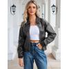 image:imageTanming Womens Leather Jacket Fall Fashion Motorcycle Biker Bomber Jacket Zip Up Winter Coat OuterwearGrey