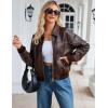 image:imageTanming Womens Leather Jacket Fall Fashion Motorcycle Biker Bomber Jacket Zip Up Winter Coat OuterwearWine Red