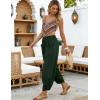 image:imageTanming Womens Linen Harem Pants Elastic Waist Tapered Wide Leg Pants Casual Baggy Capris Slack with PocketsArmy Green