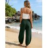 image:imageTanming Womens Linen Harem Pants Elastic Waist Tapered Wide Leg Pants Casual Baggy Capris Slack with PocketsArmy Green