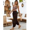 image:imageTanming Womens Linen Harem Pants Elastic Waist Tapered Wide Leg Pants Casual Baggy Capris Slack with PocketsCoffee