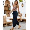image:imageTanming Womens Linen Harem Pants Elastic Waist Tapered Wide Leg Pants Casual Baggy Capris Slack with PocketsNavy