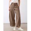 image:imageTanming Womens Linen Pants Casual Capri Baggy Wide Leg Trousers Palazzo Pants Beach Vacation OutfitsDark Khaki