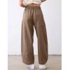 image:imageTanming Womens Linen Pants Casual Capri Baggy Wide Leg Trousers Palazzo Pants Beach Vacation OutfitsDark Khaki
