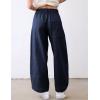 image:imageTanming Womens Linen Pants Casual Capri Baggy Wide Leg Trousers Palazzo Pants Beach Vacation OutfitsNavy