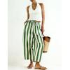 image:imageTanming Womens Linen Pants Casual Striped Drawstring Wide Leg Trousers Palazzo Pants with Pockets Beach Vacation BottomsGreen