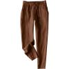 image:imageTanming Linen Pants for Women Summer Casual High Waisted Drawstring White Beach PantBrown