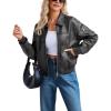 image:imageTanming Womens Leather Jacket Fall Fashion Motorcycle Biker Bomber Jacket Zip Up Winter Coat OuterwearGrey