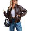 image:imageTanming Womens Leather Jacket Fall Fashion Motorcycle Biker Bomber Jacket Zip Up Winter Coat OuterwearWine Red