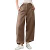 image:imageTanming Womens Linen Pants Casual Capri Baggy Wide Leg Trousers Palazzo Pants Beach Vacation OutfitsDark Khaki