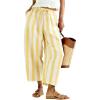 image:imageTanming Womens Linen Pants Casual Striped Drawstring Wide Leg Trousers Palazzo Pants with Pockets Beach Vacation BottomsYellow