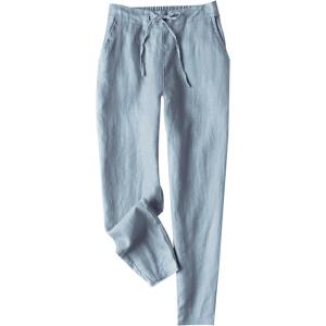 image:imageTanming Linen Pants for Women Summer Casual High Waisted Drawstring White Beach PantLight Blue