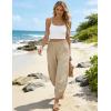 image:imageTanming Womens Linen Harem Pants Elastic Waist Tapered Wide Leg Pants Loose Fit Oversized Baggy Capris Slack with PocketsKhaki