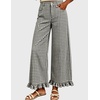 image:imageTanming Womens Gingham Pants Casual Cotton Wide Leg Ruffle Hem Lounge Pants Plaid Trousers with PocketsBlack
