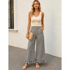 image:imageTanming Womens Gingham Pants Casual Cotton Wide Leg Ruffle Hem Lounge Pants Plaid Trousers with PocketsBlack