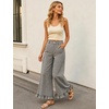 image:imageTanming Womens Gingham Pants Casual Cotton Wide Leg Ruffle Hem Lounge Pants Plaid Trousers with PocketsBlack